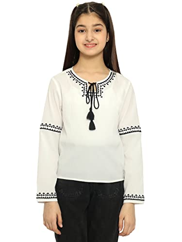 Image of Natilene Girl's Embroidered Regular Fit Blouse