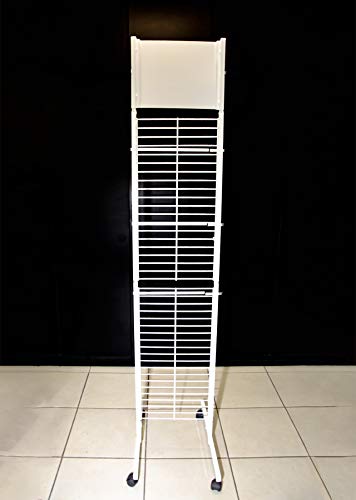 Tiendade Expositor Doble con 4 Ruedas y 10 Ganchos, Color Blanco