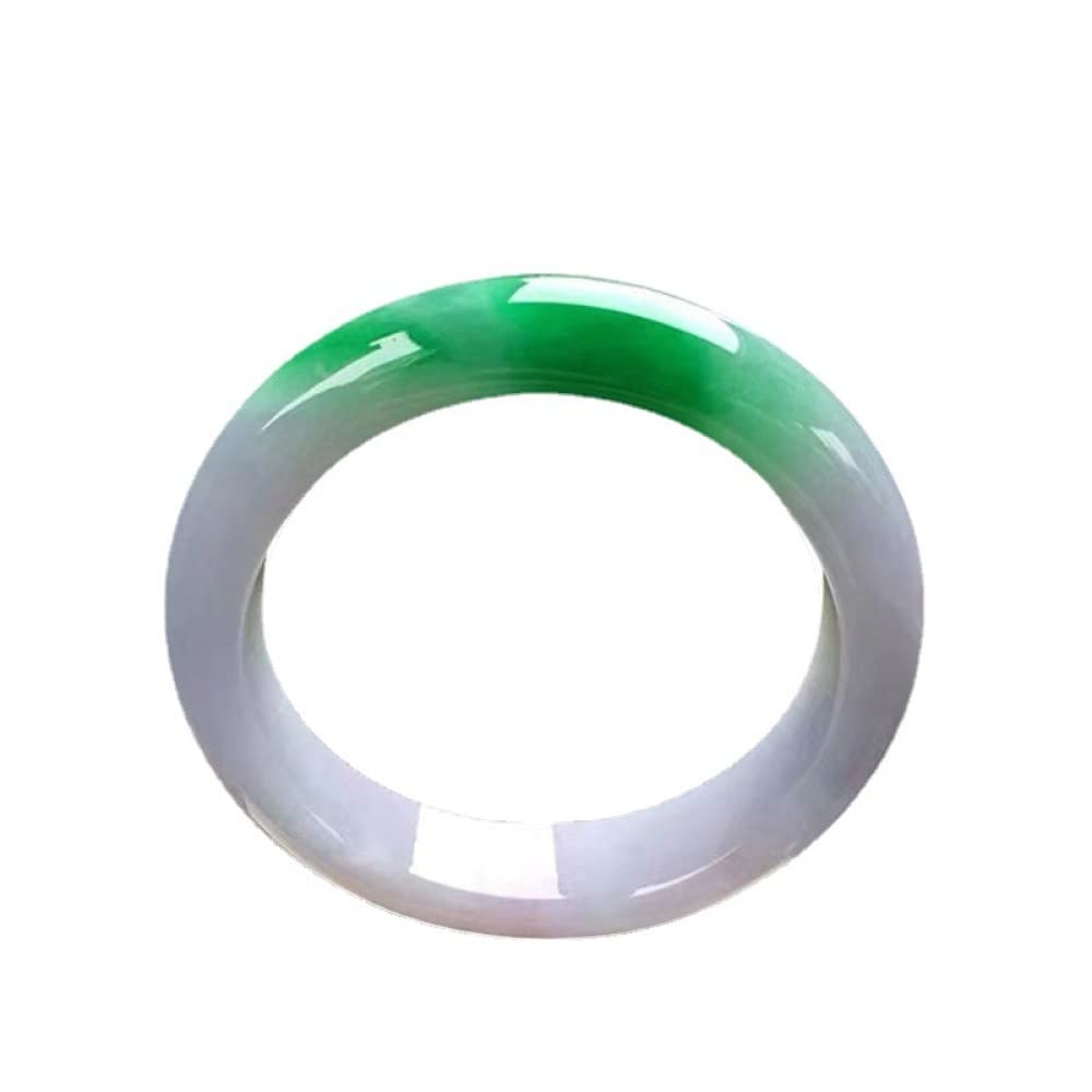 OZBMA Jade Bangle, Half White and Green Floating Flower Bangle Bracelet, Ladies, for Family Or Friend, with Jewelry Box, 52-64mm,60mm (A 58mm)