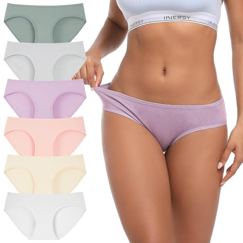 INNERSY Womens Underwear Low Rise Cotton Hipster Panties Soft Breathable Ladies Briefs 6-Pack