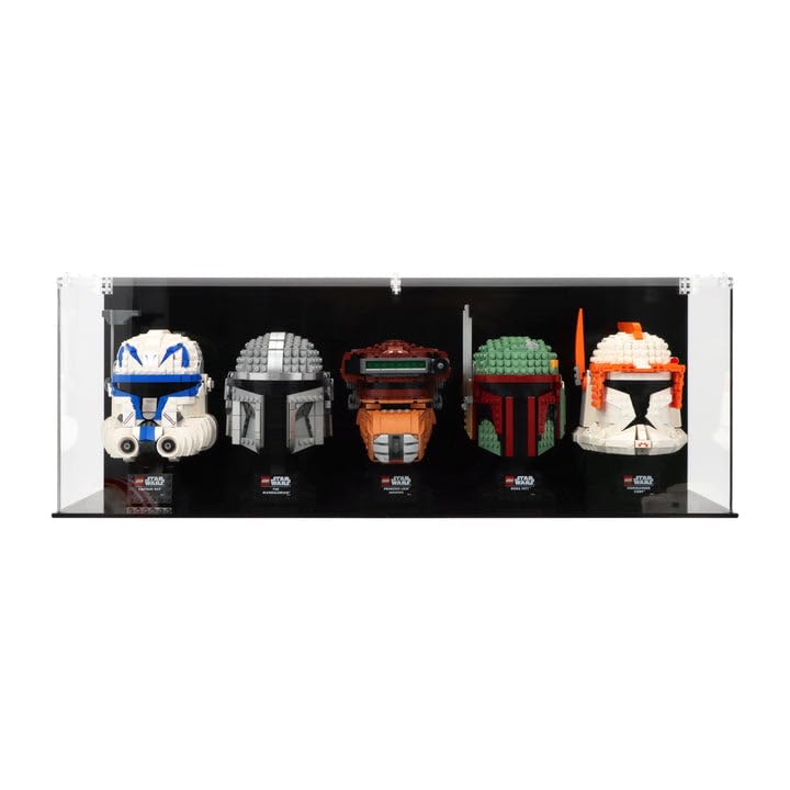 Display Case compatible with Lego Helmets for 4-5 Helmets, (Black Back Panel)