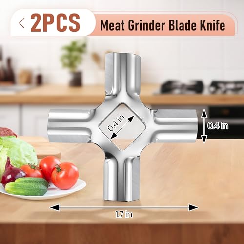 Mysora 2 Pack Meat Grinder Blade Knife Compatible with KitchenAid FGA 4162144, 9706857, W10408733, WPW10408733 Food Grinder, Food Grade Stainless Steel Stand Mixer Replacement Grinds Meats Vegetables - Thumbnail 2