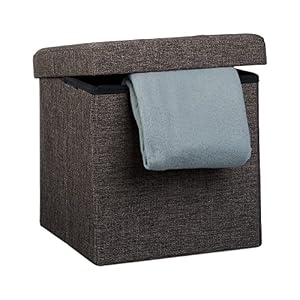 Relaxdays Faltbarer Sitzhocker Sitzcube Leinen braun