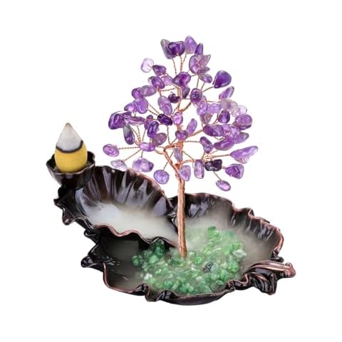 JOVIVI Amethyst Crystal Tree Incense Burner Cover