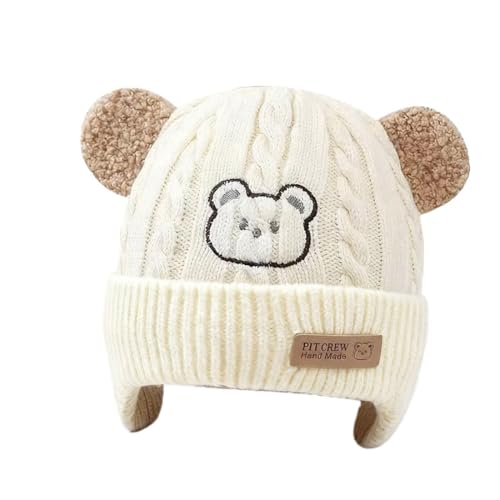 ARYIMYDP Gorro con Pompon para Niño y Niña, Gorro de Lana Bebé Abrigado para Otoño e Invierno, Gorro con Orejeras y Pompones de Punto, Elástico y Fácil de Ponerse, Ideal para Paseos Diarios y Fiestas