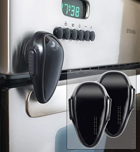Child Safety Oven Door Lock, Heat-Resistant 3M Adhesive Lock, Easy to Install, Oven Lock for Childproofing (2 x Black)