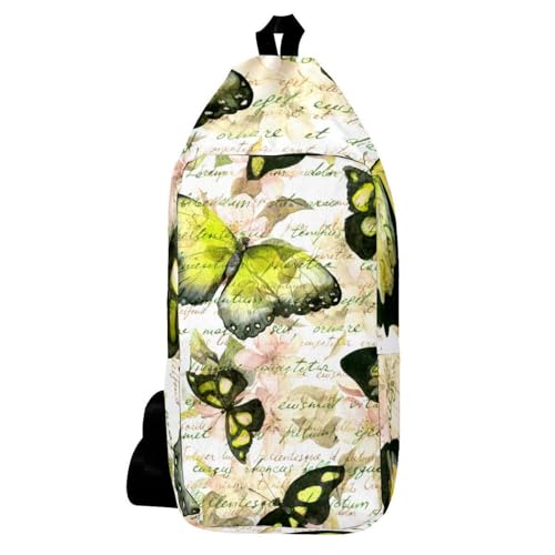 Sac à dos à bandoulière papillon vert imprimé vintage multicolore