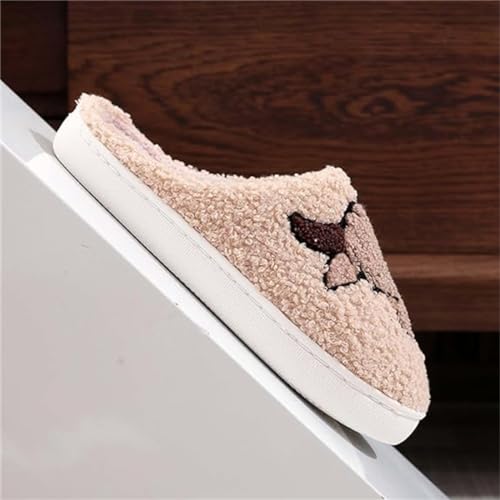 Highland Cow Stuffed Animal Slippers, Women Men Retro Fuzzy Face Slippers Retro Soft Fluffy, Warm House Shoes Indoor4