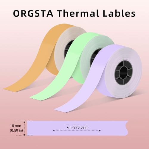 ORGSTA Etiketten Selbstklebend Klebeetiketten Aufkleber Beschriften Beschriftungsetiketten Selbstklebende Sticker Labels Kontinuierliche 15mm x7M/rolle 3 Rollen für S001