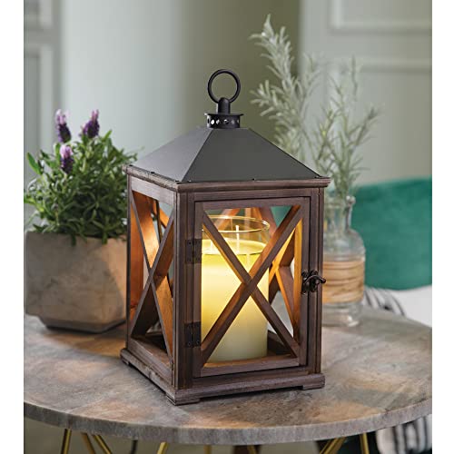 Candle Warmers Etc Wooden Farmhouse Candle Warmer Lantern For Top-Down Candle Melting, Weathered Espresso #TOP2