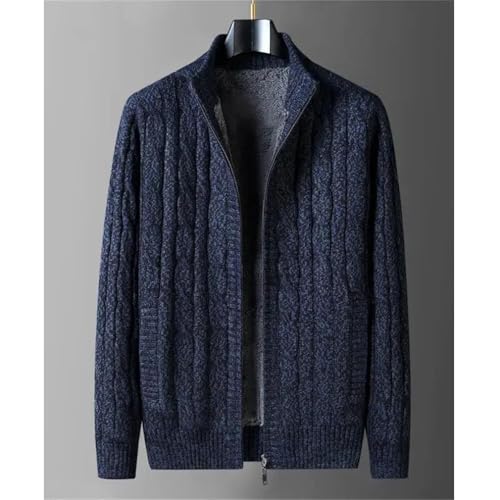 Men's Winter Fleece Thicken Warm Zipper Sweater Cardigan Solid Casual Turn-Down Collar Long Sleeve Knitted Cardigan2