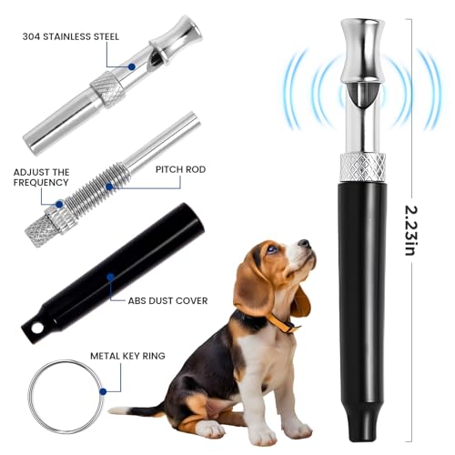 2 Pack Dog Whistle - Dog Whistle to Stop Barking Neighbor's Dog & Long Range Recall, Adjustable Ultrasonic Silent Dog Whistle with Lanyard for Training Recall, Professional Obedience (Black & White) - Image 3