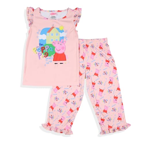 INTIMO Peppa Pig Pajamas Toddler Girls' I'm Peppa Pig Snort Two-Piece Sleep Lounge Set Ruffle Sleeve Top Pajama Pant2