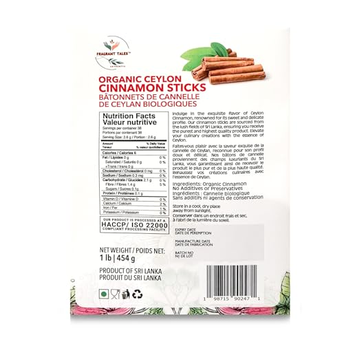 Premium Organic Ceylon Cinnamon Sticks - 1 LB (454g), True Ceylon, USDA Certified, Non-GMO, Gluten-Free, Pure Sri Lankan Cinnamon for Cooking & Baking - Image 3