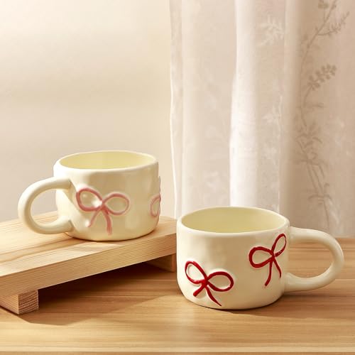 Taza de cerámica roja Koythin Coquette Bow 8.5 oz miniatura 5