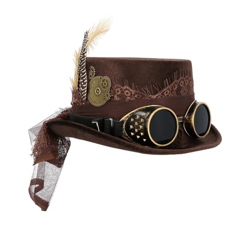 Boland 54562 – Hatt Space Punk Deluxe med glasögon, steampunk mössa, huvudbonad, kostym tillbehör för karneval, temafest eller JGA