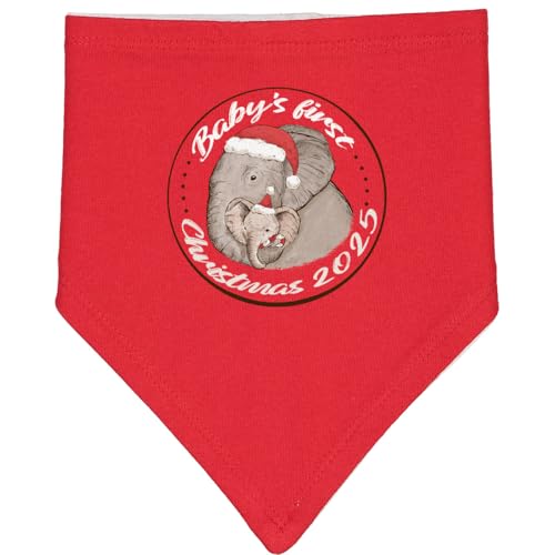 inktastic Baby's First Christmas Elephants 2025 Baby Bandana Bib