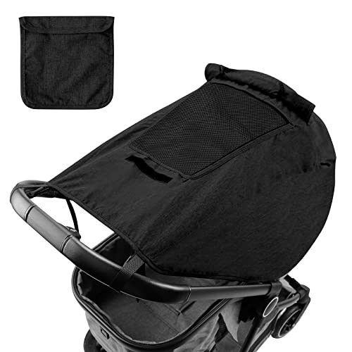 Selene Sonnensegel für Kinderwagen mit UV Schutz 50+ und Wasserdicht, Verstellbar Universal Kinderwagen Sonnensegel, Double Layer Fabric mit Sichtfenster und Extra Breite Schattenflügel, Schwarz