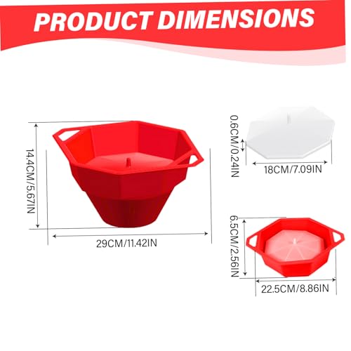 Bol à pop-corn pour micro-ondes en silicone pliable rouge - 3