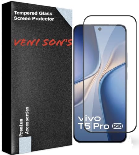 Image of VENI SON'S Scratch And Tear Resistant, Crystal Clear Edge to Edge Tempered Glass Screen Protector Guard Compatible With Vivo T5 Pro 5G