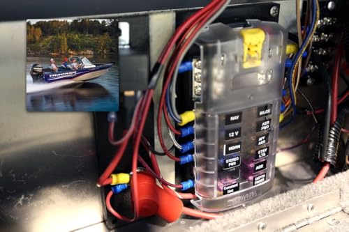 Blue Sea Systems 5026 ST Blade Fuse Block 12 Circuit with Ground and Cover, 100 Amps