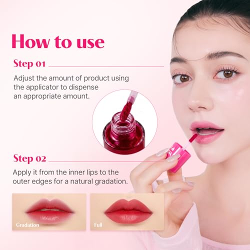 Image of ETUDE Dear Darling Water Tint (Pomegranate Ade) - Perfect for gift | Korean Lip Stain & Lip Tint for Hydrated Pink Lips, Smudge-Proof Long-Lasting Lip & Cheek Makeup | K-Beauty Gift