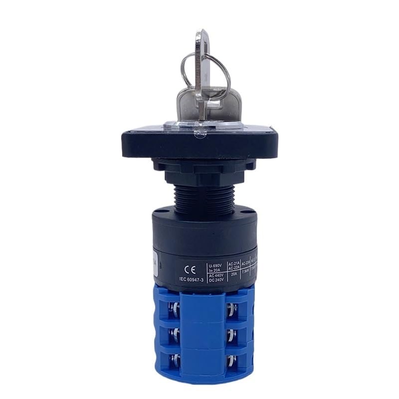 LW26-20YS5/3 Interruptor de Leva Giratorio de 20 A con Interruptor de Potencia Dual con Llave de Bloqueo de 22,3 mm y Orificio único de instalación