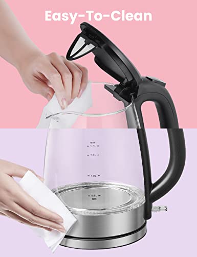 COMFEE-Glass-Electric-Tea-Kettle-Hot-Water-Boiler-17L-Cordless-with-LED-Indicator-1500W-Fast-Boil-Auto-Shut-Off-and-Boil-Dry-Protection
