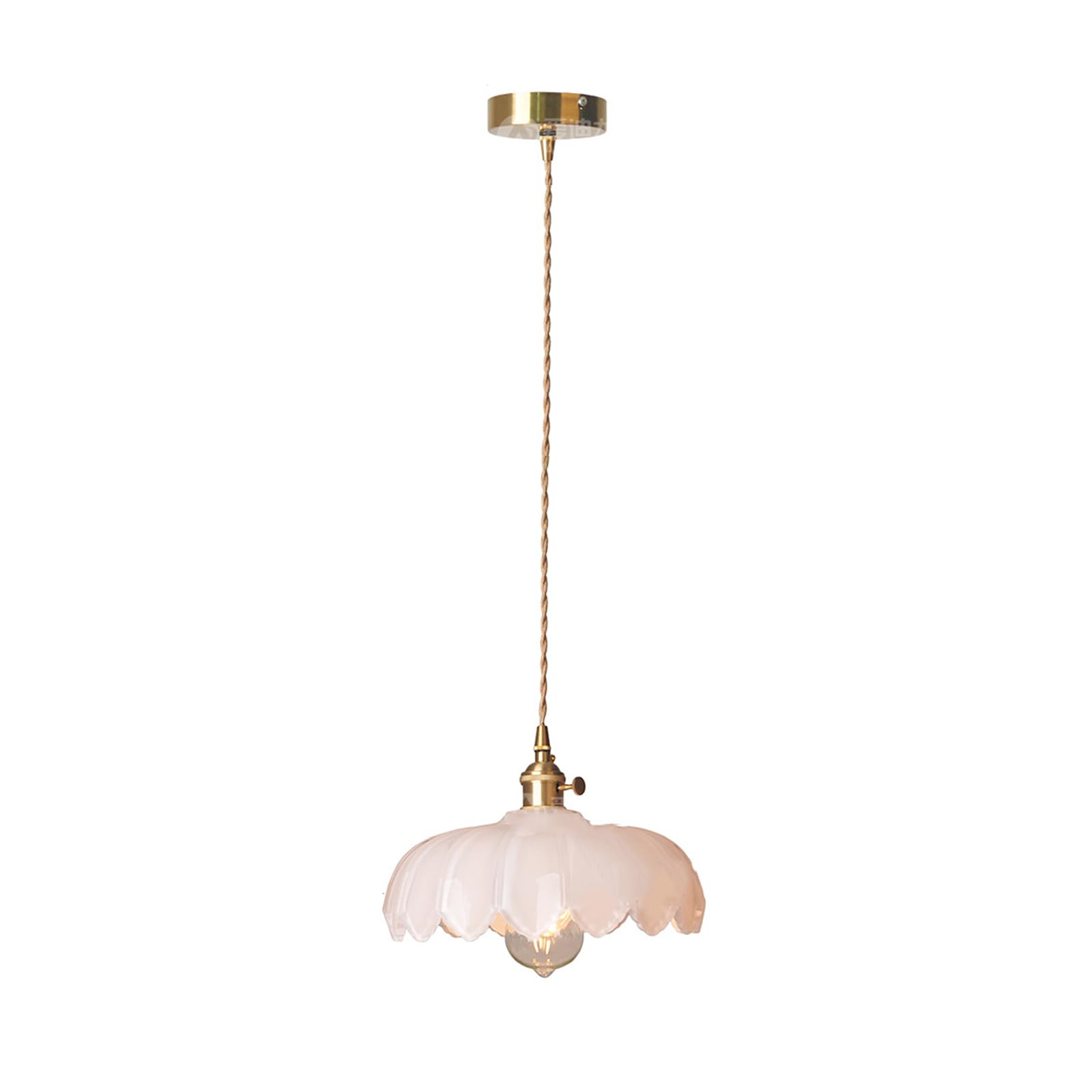 Lámpara colgante de cristal de loto, iluminación Industrial Vintage de 25cm, lámpara colgante de luz, lámpara colgante de techo con acabado de latón E27 (Blanco)