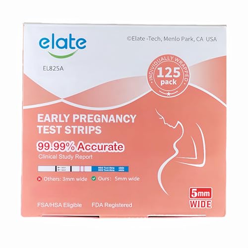 Image of Elate Pregnancy Test Strips 125 Count, Early Detection HCG Test, High Sensitivity, 99.99% Accurate Results, Easy to Use Home Pregnancy Test