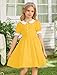 Kids 1950s Vintage Dresses for Girls Short Puff Sleeve 40s 50s Outfits Doll Collar Retro 50's Tea Party Dress Audrey Hepburn Formal Prom Rockabilly Cocktail Swing Style Dress Yellow 8-9 Years