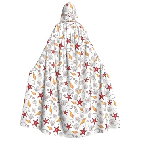 Cape à capuche unisexe coquillages 190 cm pour festival marin