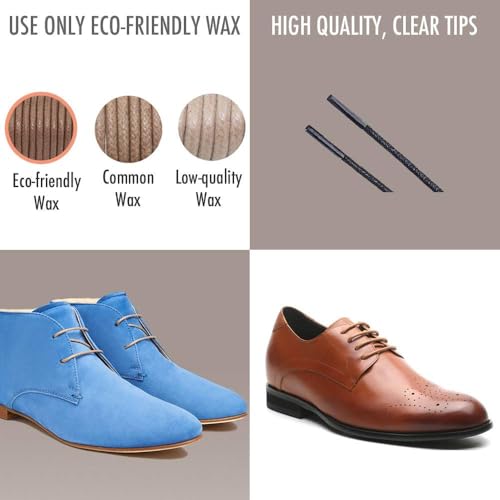Image of [4 Laces] 2-Pair Pack Waxed Round Oxford Shoe Laces for Dress Shoes Chukka 3 /32Inch Thin