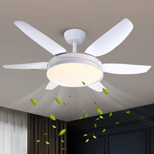Smartway® 58W Dylan White BLDC Ceiling Fan Chandelier with LED Light | Noiseless ABS Blade Fan with 3 Color Modes | Remote, App & Voice Control | Decorative Ceiling Fan with Light for Living Room