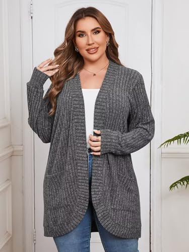 Image of BELAROI Women Plus Size Cardigan Sweater Fall Outfit