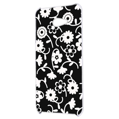 BASIO4 KYV47 用 デイジー 北欧風花柄 迷彩柄 黒×白花 ハードケース ベイシオ4のカバー けーたい スマホケース h127a01