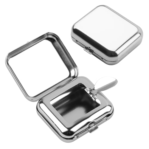 Portable Ashtray 2Pcs Pocket Ashtray with Lid Stainless Steel Portable Ashtrays for Cigarettes Odour-Proof Portable Cigarette Butt Box for Outdoors Travel Camping Car Bar