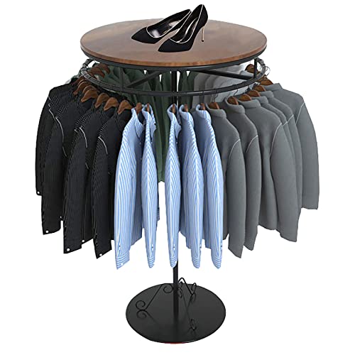 Qqxx Round Clothing Rack,Walnut Wood Clothes Rack,Rotating Clothes Display Rack Circle,Clothing Garment Rack With Topper,Freestanding Clothes Racks Coat Rack For Hanging Clothes Clothing Store Use #TOP30