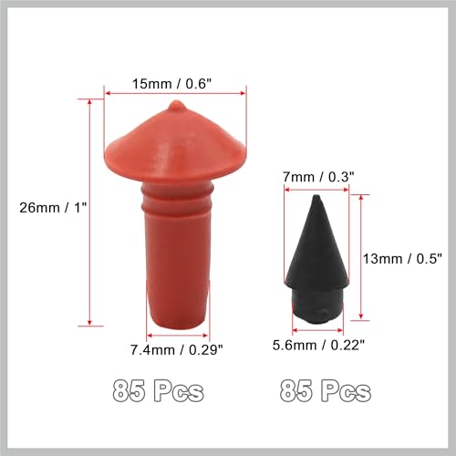 Image of 170Pcs Car Universal Mushroom Shaped Tire Repair Insert Plugs Red Black Replacement Car Parts