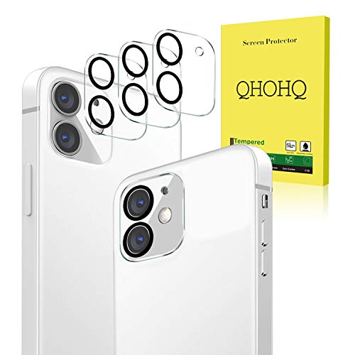 QHOHQ Lente de cámara Protector para iPhone 12 Mini 5.4, [3 Unidades] Cristal Templado Protector de Pantalla [Alta Definición] [Anti-rasguños],No Afecta el Rodaje Nocturno, Transparente