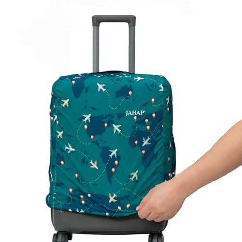 Image of JAHAP 20 Inch Luggage Cover Small | Map Print Stretchable Cabin Suitcase Cover for Trolley Bag | Dust Proof Scratch Resistant Travel Protector | Fits 20-22 Inch Only On Fiber /Plastic Trolley Bag