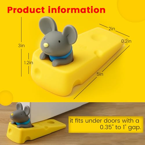 Image of DomeStar Cute Mouse Stopper, Gray Mouse Door Stop Decorative Animal Doorstop Door Wedge