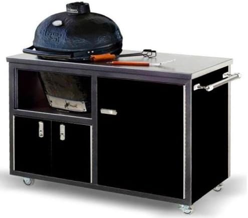 Challenger Designs 54" Large Ceramic Grill Cart - Silver Veining Frame/Black Panels