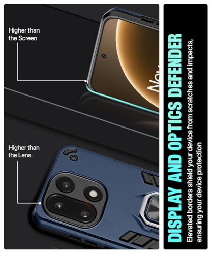 Image of WOW IMAGINE Shock Proof Back Case Mobile Cover for 1+ OnePlus 15 5G | Back Cover Case (Tough Armor | Hybrid PC + TPU | Ring Holder & in-Built Kickstand | Blue)
