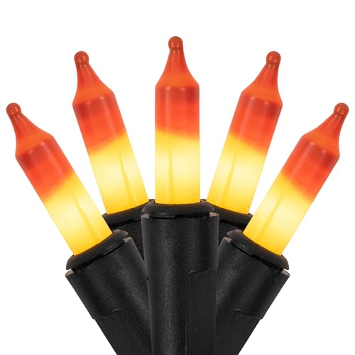 Northlight Candy Corn Mini Halloween Light Set Yellow and Orange 9.5 Black Wire - 50ct