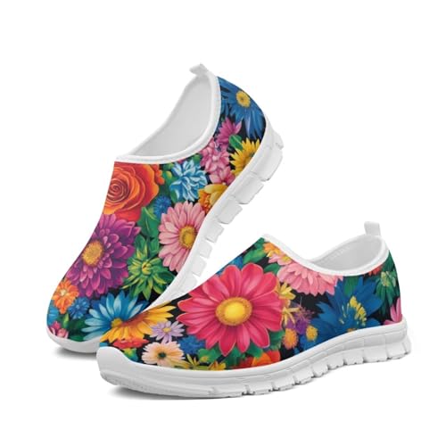 Floral Sneakers for Women Colorful Art Shoes for Women Slip On Casual Work Shoes4