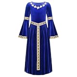 Manches longues avec bas en cloche, haut élastique Tour de Taille, Pleine Longueur, couleur unie et style pull, créant une princesse médiévale rétro