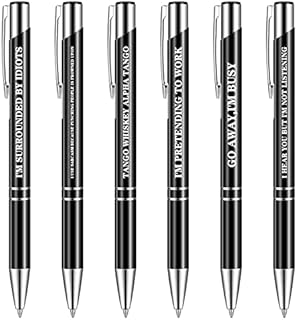 FRIUSATE 6 Packs Ballpoint Pens Retractable Ballpoint Pens Metal Ball Pens Black Ink Novelty Pens for Colleagues Boyfriend Girlfriend