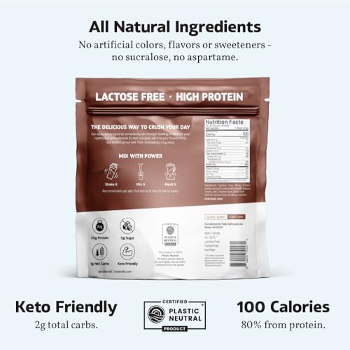 Slate Milk - High Protein Drink Mix Powder - Milk Chocolate, 12 Packets - Lactose Free, 20g Protein, 0g Sugar, 100 Calories, 2g Carbs, No Added Sugar - Breakfast Boost - Post Workout - 27g per Stick