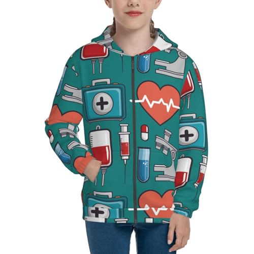 Medical Elements Kid Hoodies Boys Zip Up Sweatshirts Girls Pullover with Pocket3